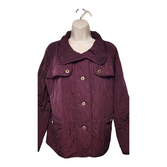 TALBOTS Women' Medium Barn Quilted Jacket Lightweight Zip Buttons Equestrian - Picture 1 of 7